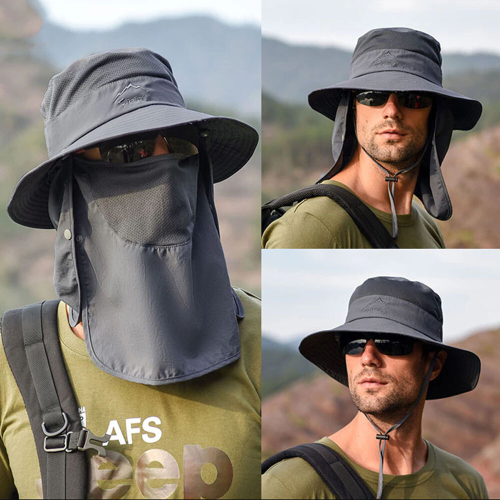 Wide Brim Sun Hat UV Protection Bucket Cap For Hiking Camping Fishing Safari Men