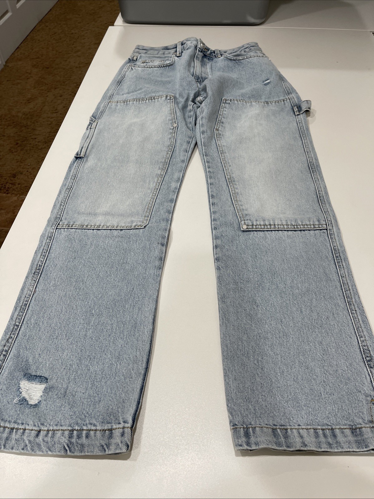 The Couture Club carpenter rivet detail jeans in blue wash 30R