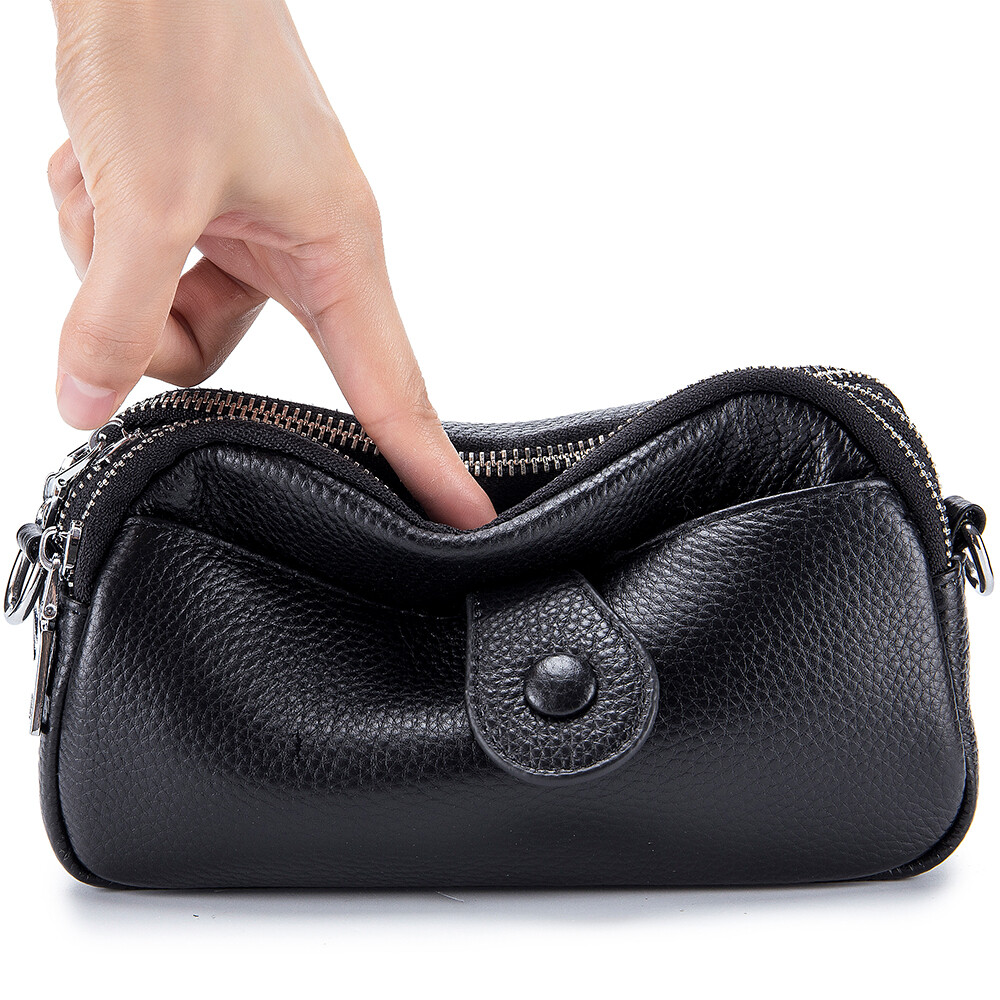 Womens Small Crossbody Bag Genuine Leather Shoulder Handbag Zip Cellphone Wallet