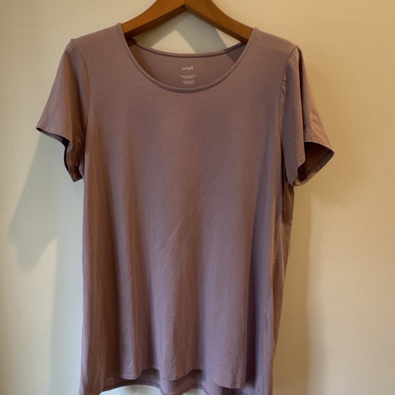 Purejill 100% Pima Cotton Tee Dusty Purple Scoop Neck Short Sleeve Women’s L