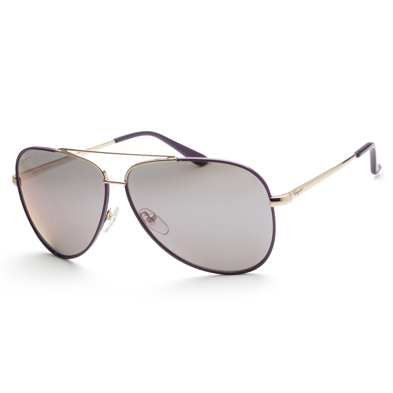 Ferragamo Women’s 60mm Shiny Light Gold and Purple Sunglasses SF131S-736