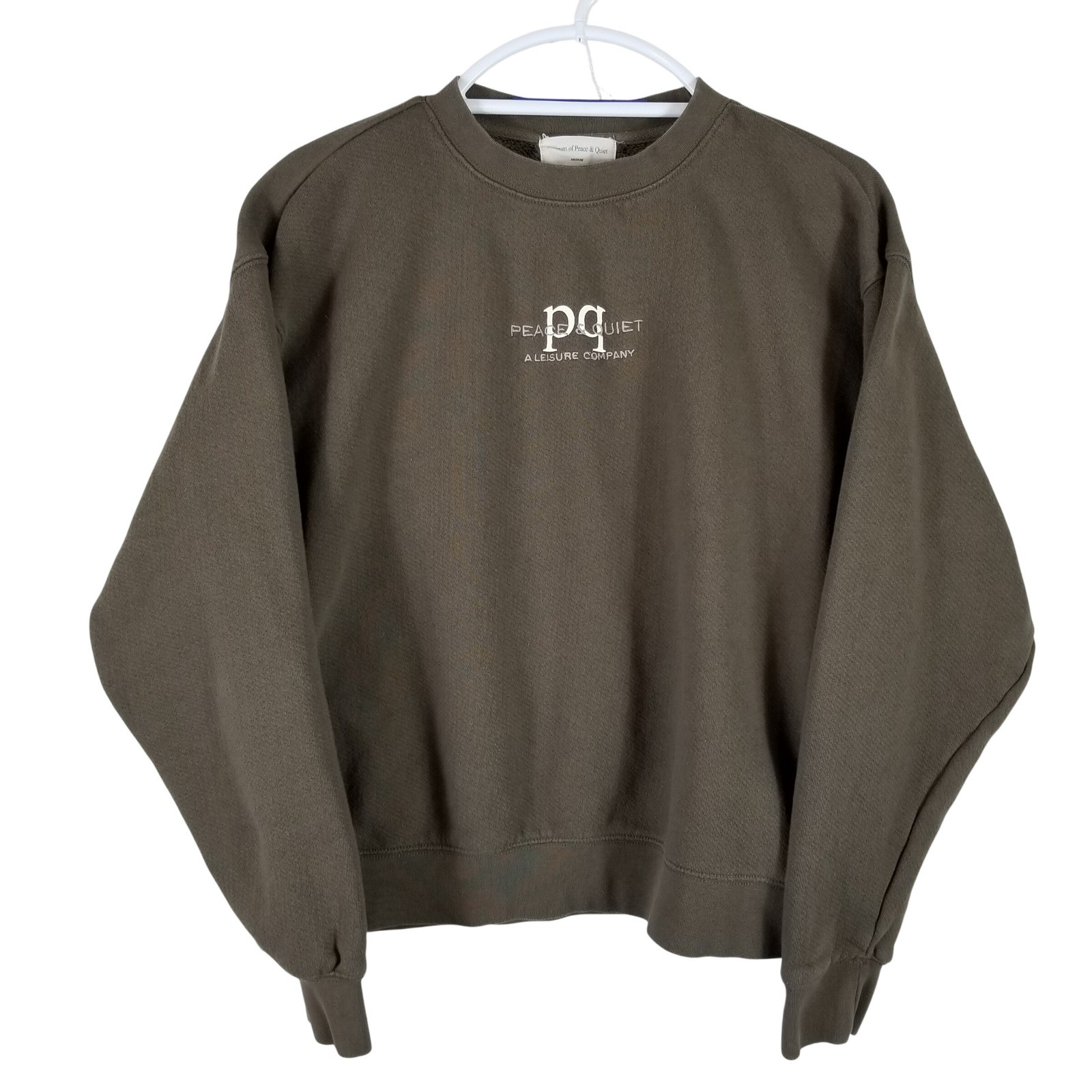 Museum of Peace & Quiet Sweatshirt Mens Medium Brown Leisure Company Crewneck