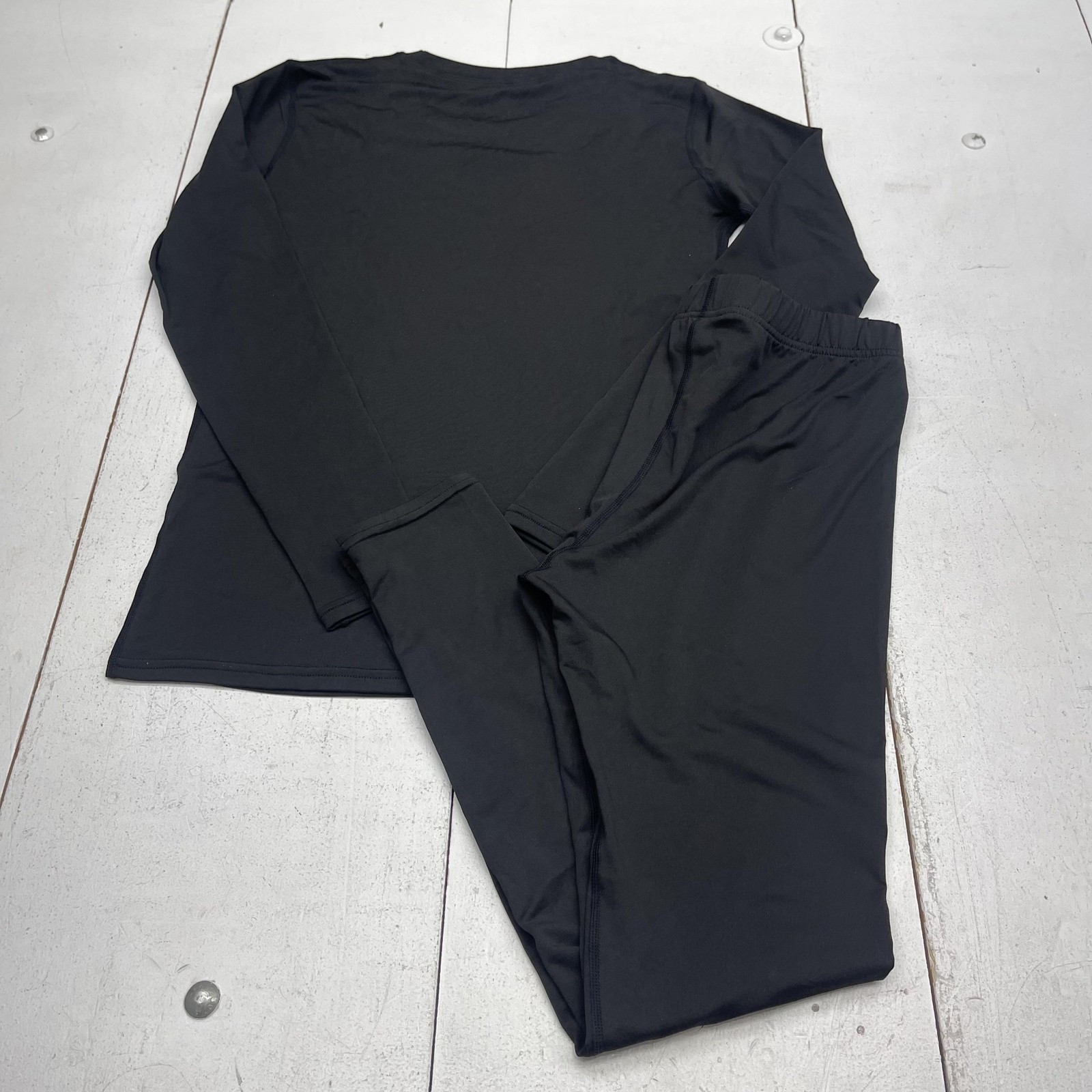Thermal Long Johns Underwear Set Mens Medium Black Microfiber 2 Piece Base Layer