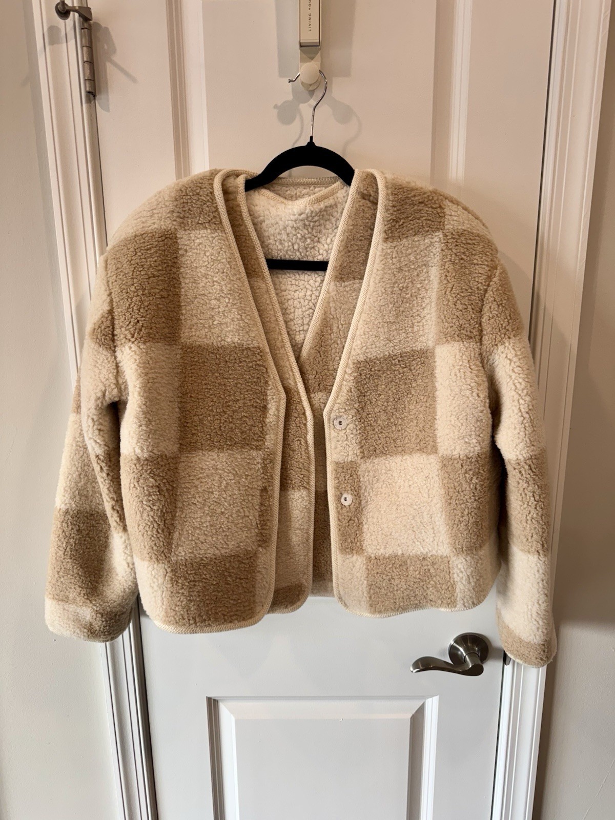 Source Unknown Womens TikTok Viral Jacket & Vest Bundle Brown Cream Checkerboard