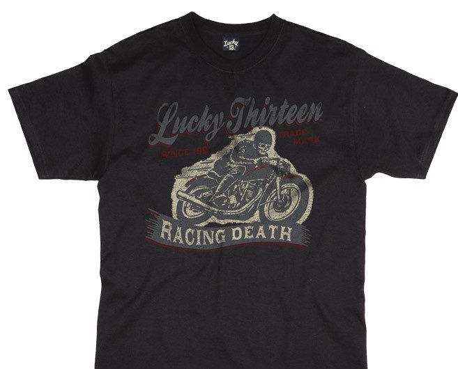 LUCKY 13 RACING DEATH VINTAGE MOTORCYCLE BIKER PUNK TATTOO GOTH T SHIRT S-4XL