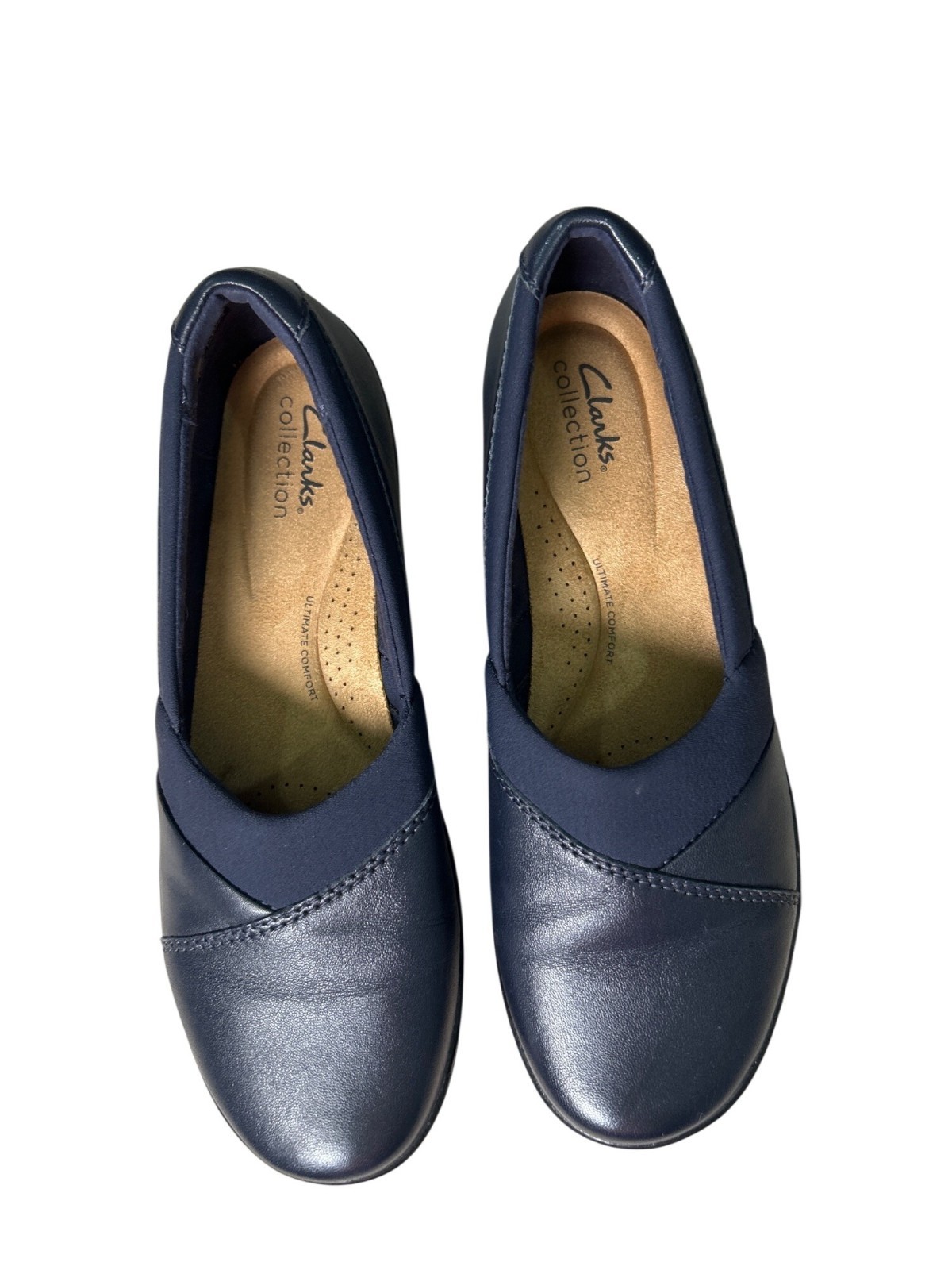 Clarks Cora Charm Flats Navy Slip-On Shoes Women’s 9 Ultimate Comfort Technology