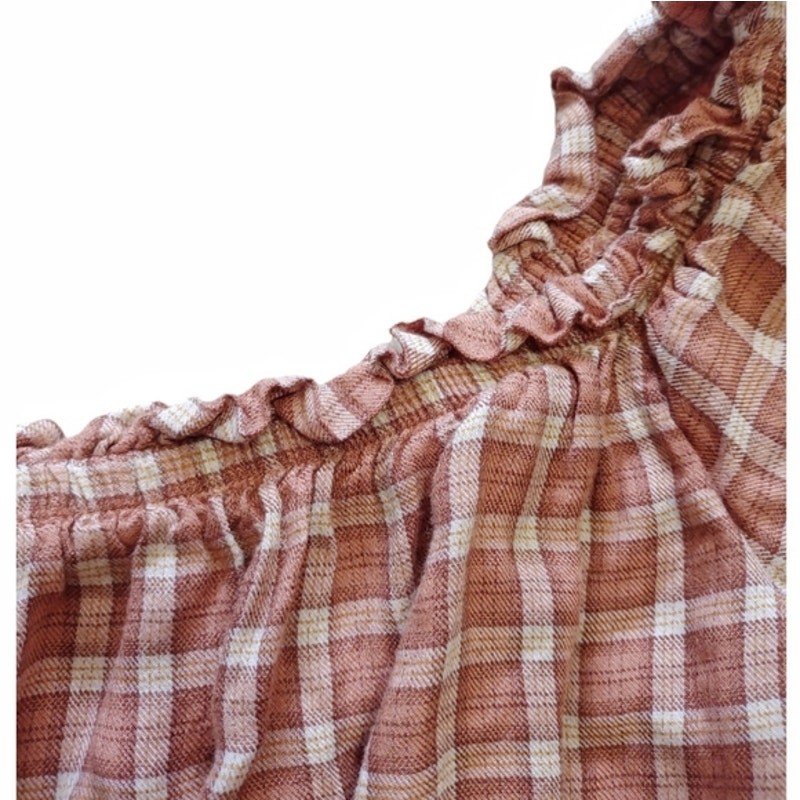 AMERICAN EAGLE Plaid Elasticized Crop Top Size M Cottage Core Country Festival