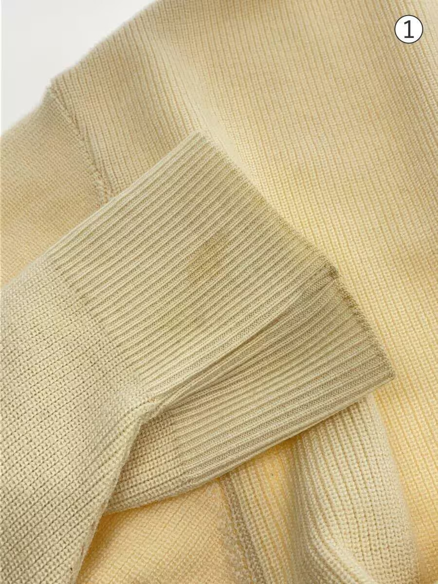 CULLNI Knit Sweater (Thick) 1 Wool BEG 23-AW-042 Neck Zip Line Knit Cuffs