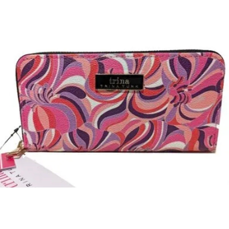 Trina Turk Gift Box Set “Sea Anemone” Zip Around Large Wallet Vegan Leather NIB