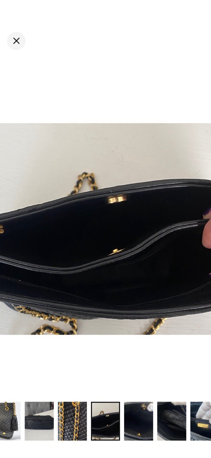 Bally Black Lambskin Chevron Quilting Shoulder Bag Leather Chain Tassel