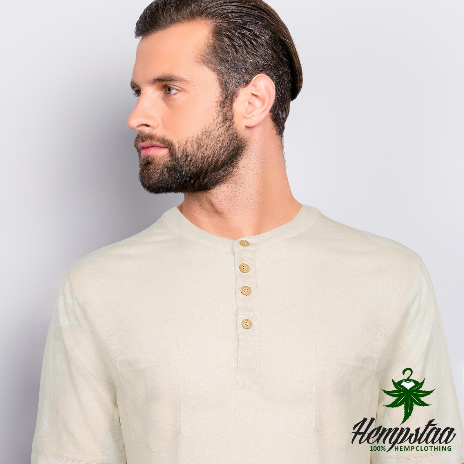 Mens Henley shirts made of 100% Hemp