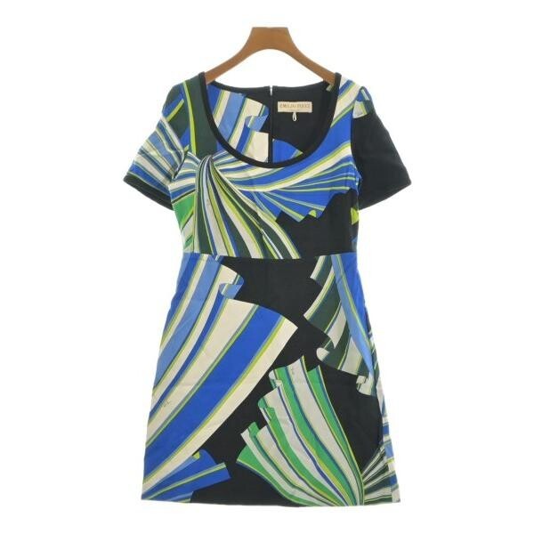 EMILIO PUCCI Womens Blue Black White Abstract Knit Dress 42 Auth