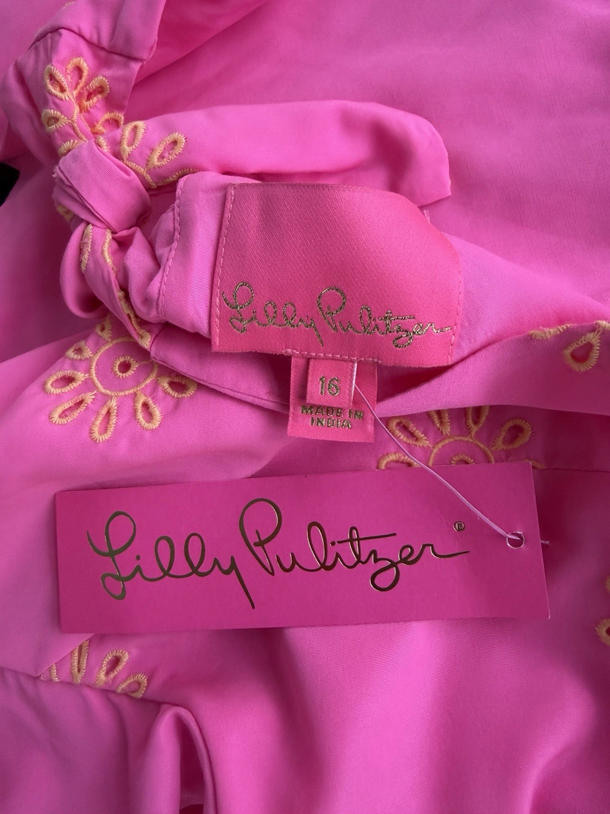 Lilly Pulitzer Lillyanne Flutter Sleeve Dress Size 16 NWT Aura Pink Eyelet
