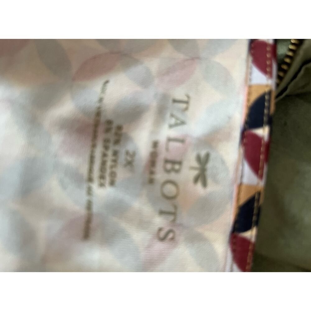 Talbots soft color print knit top 2X 3/4 sleeve 92 nylon 8 spandex scoop neck