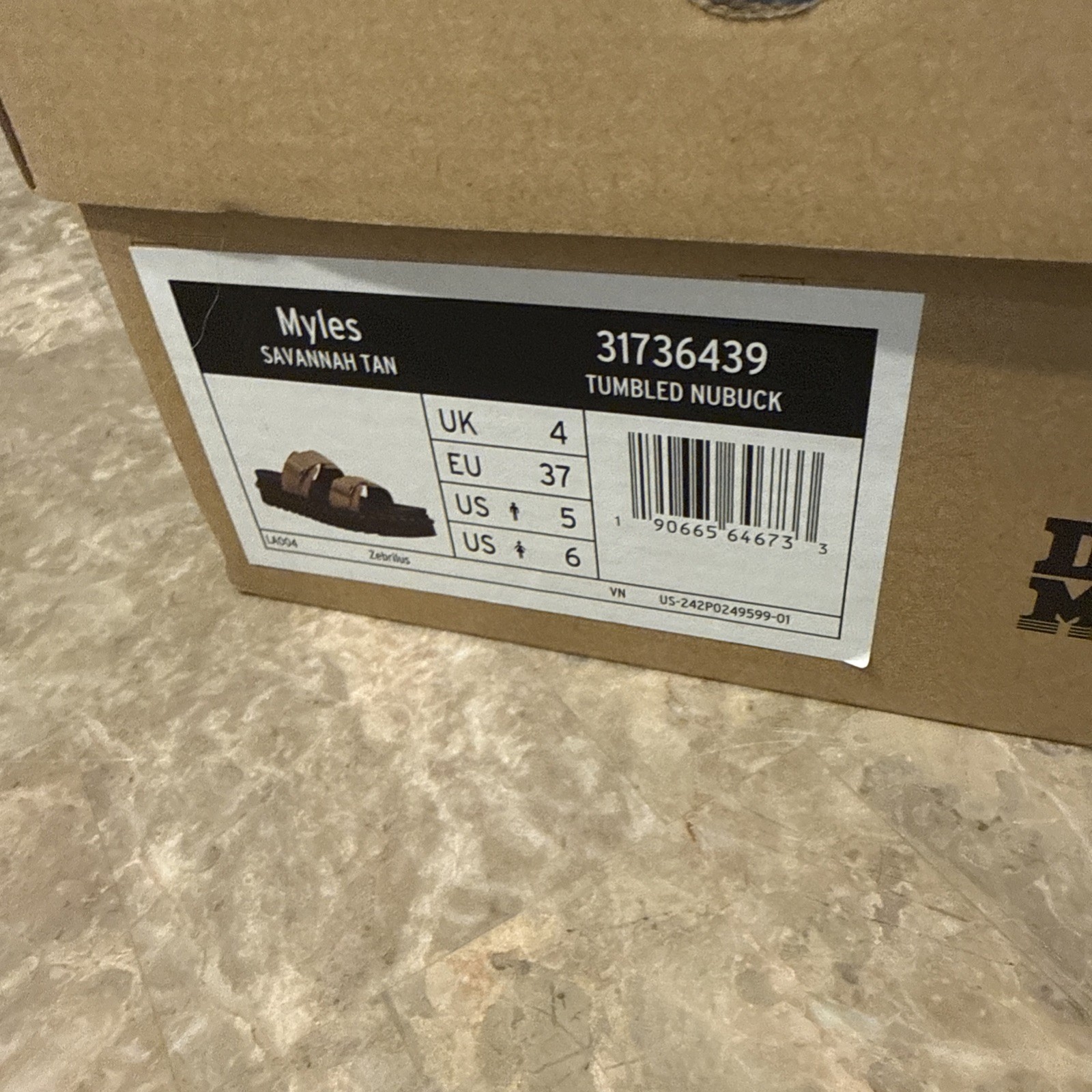 Dr Martens MYLES Savannah Tan Sandal Tumbled Nubuck 31736439 Womens Size 6