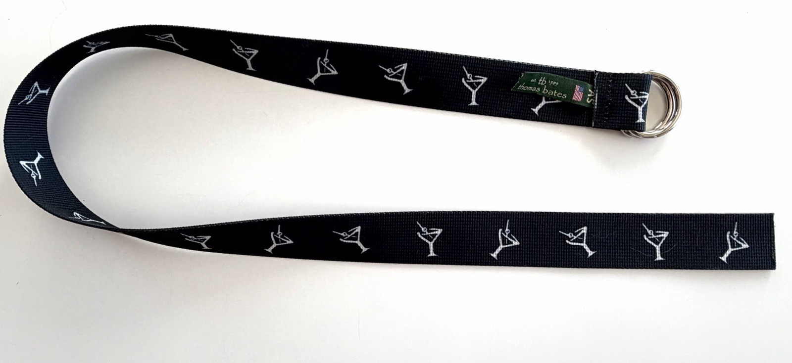 Rare! Thomas Bates Canvas/ Nylon Navy Blue 38” Martini Belt Made in USA (I)