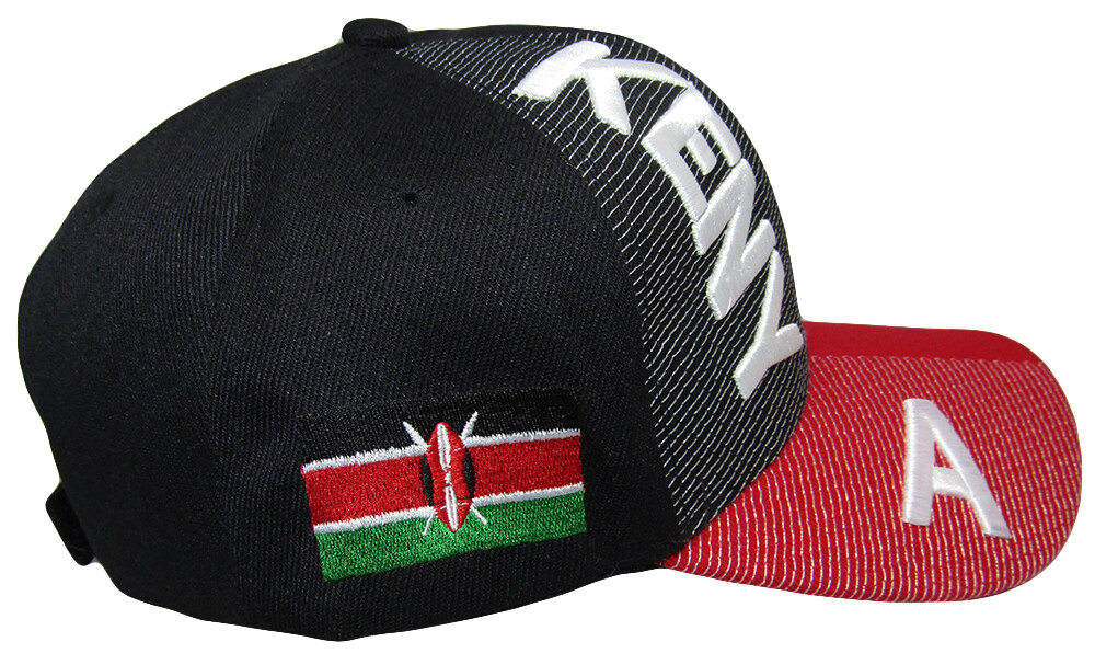 Kenya Country Black Red White Letter Crest Patch On Side Embroidered Hat Cap
