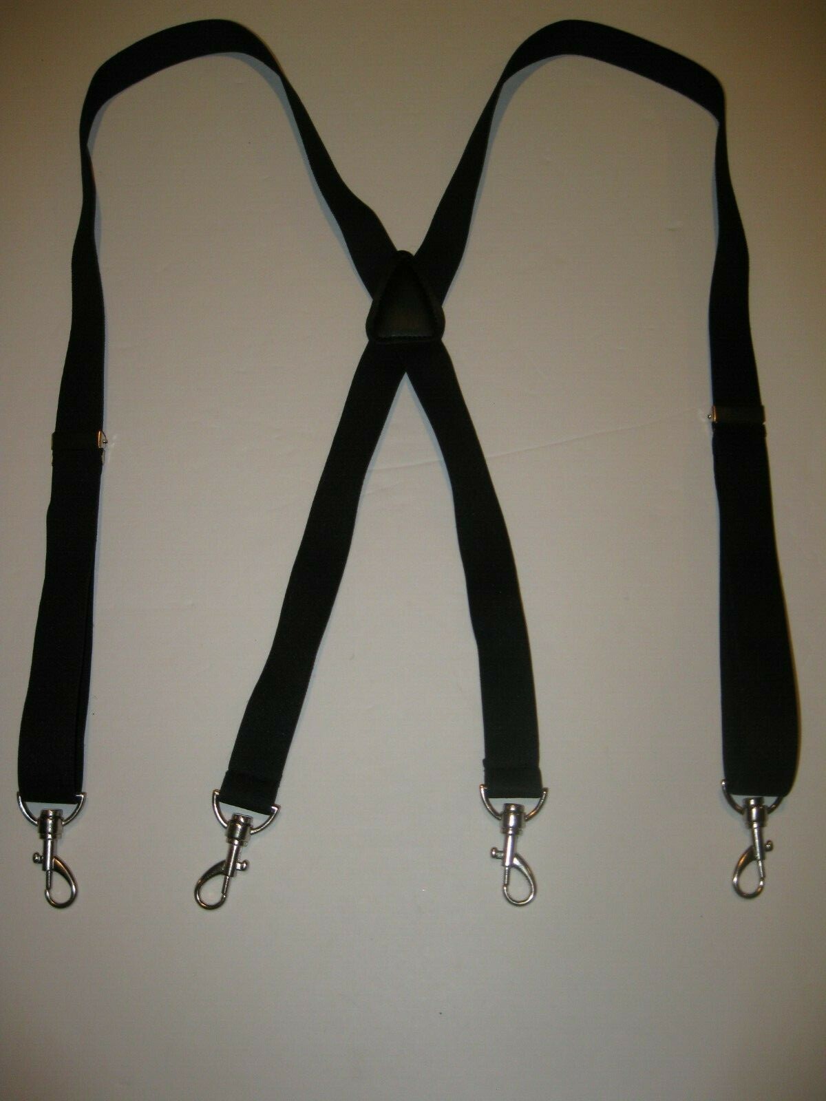 Men’s Suspenders Black 1″ X Style with Patch and Belt Loop Snaps, USA Made