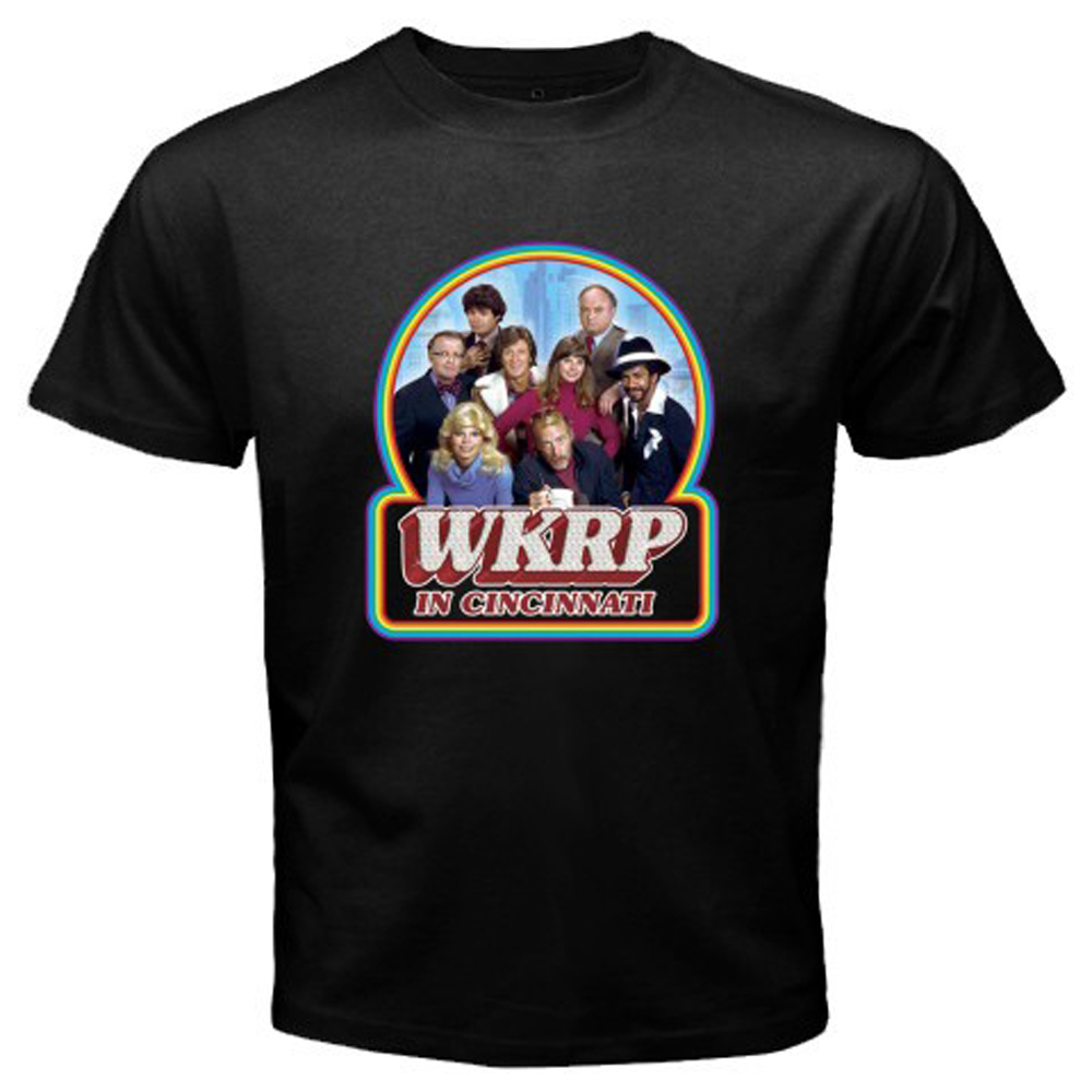 New WKRP in Cincinnati 70s 80s Classic TV Show Men’s Black T-Shirt Size S-5XL