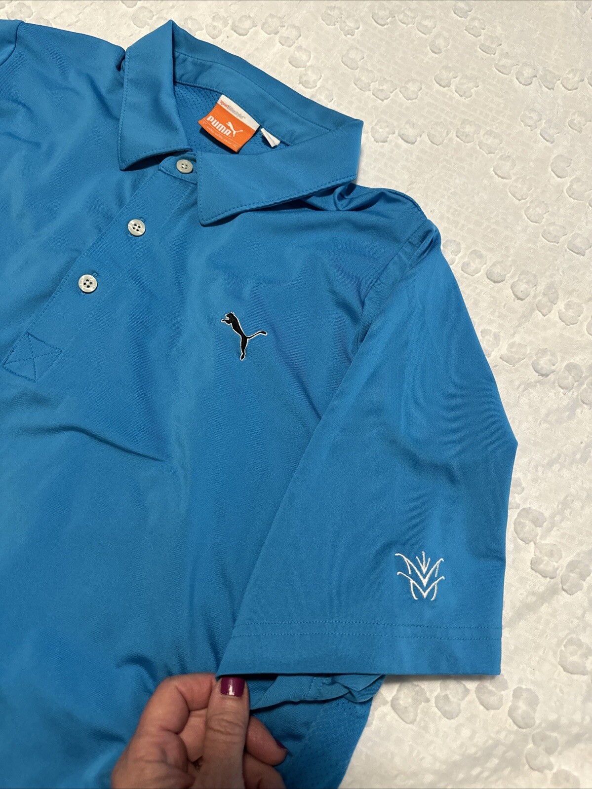 Puma cobra golf L aqua blue micro fiber polo shirt