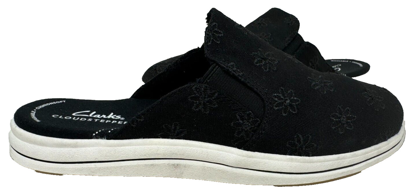 Clarks Women’s Breeze Shore Slip On Comfort Mules Black/White Size:8.5 72ST
