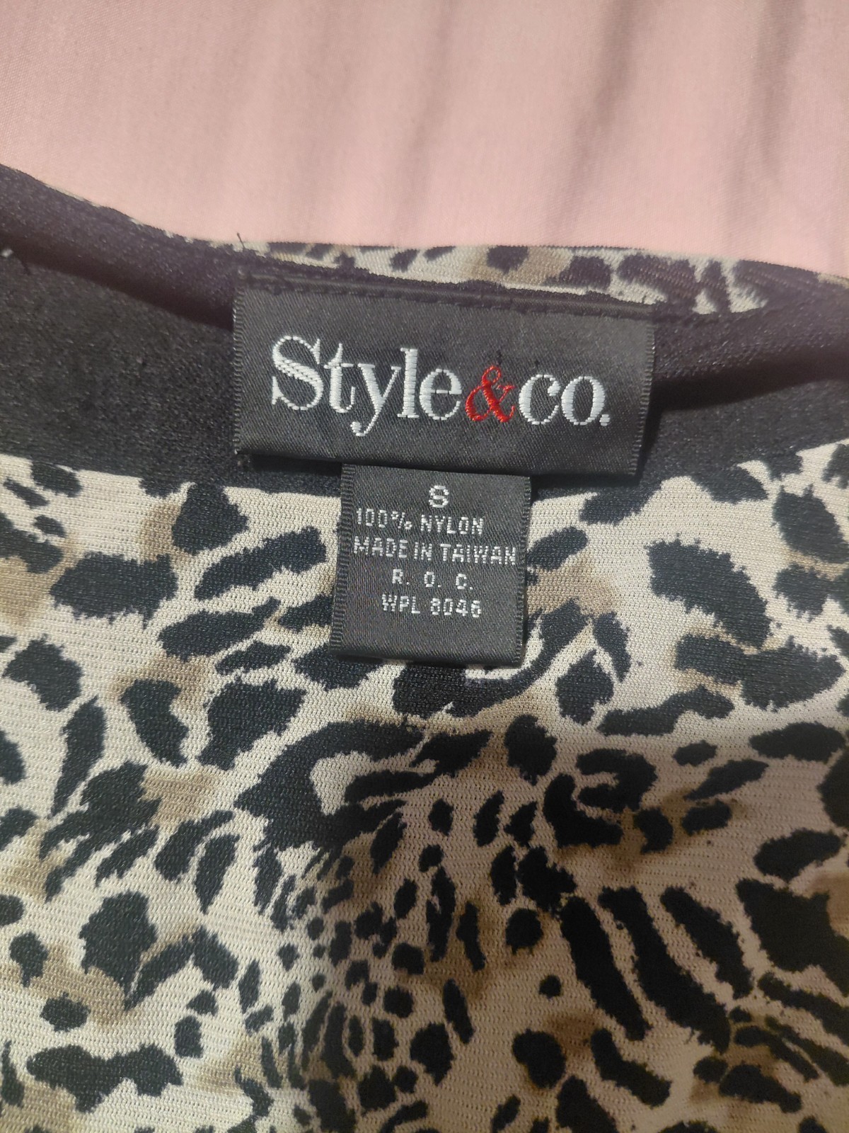 Style & Co. Women’s Animal Print Sleeveless Knit Tank Top Black/Beige S