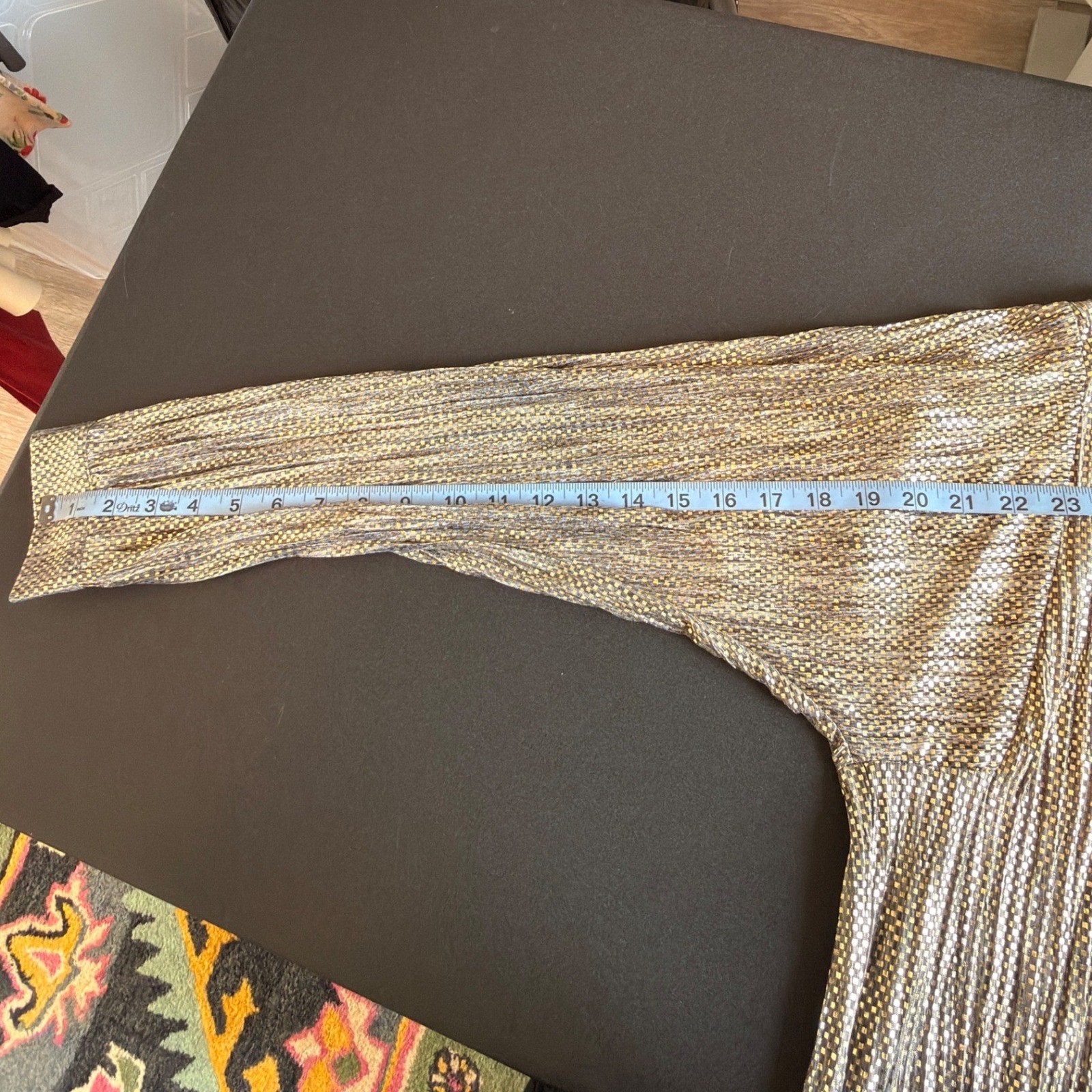 Anthropologie Sabina Musayev Eugene Shimmer Dress Gold Long Sleeve Mini Medium