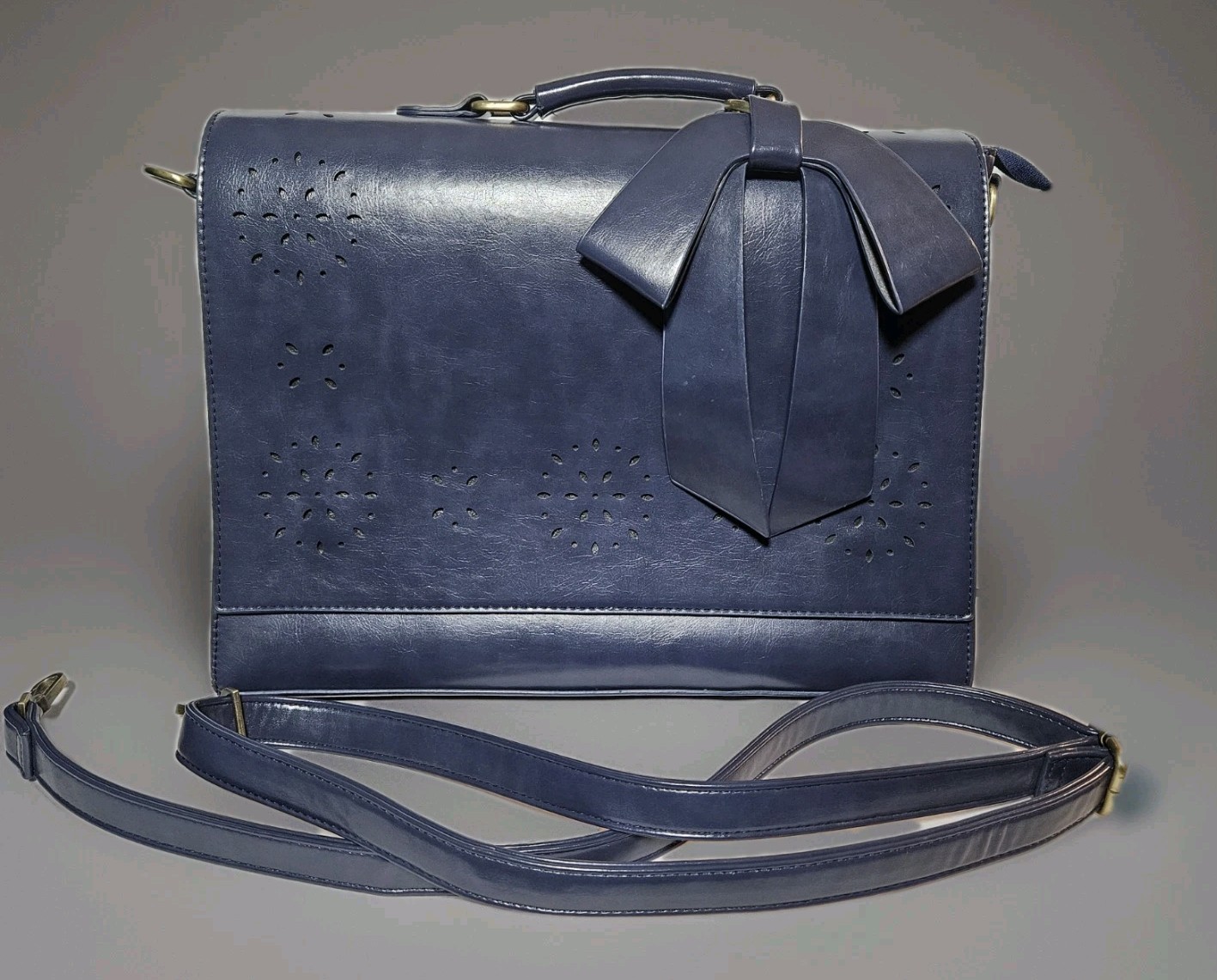 Navy Blue Ecosusi Briefcase/Messenger Shoulder Bag Dark Academia Cottagecore