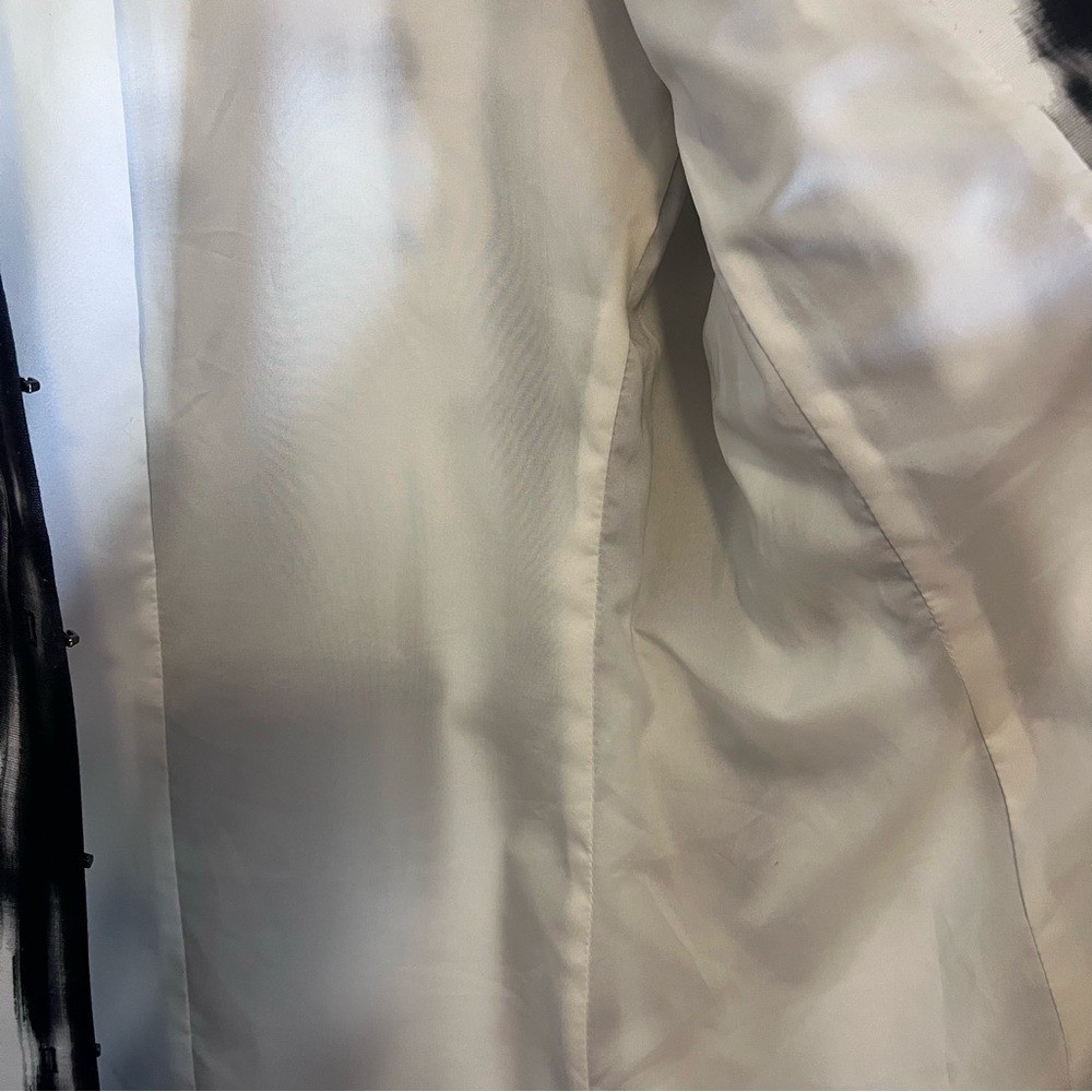 Chicos Blazer White Black Gray Graphic Stripe Blazer Jacket