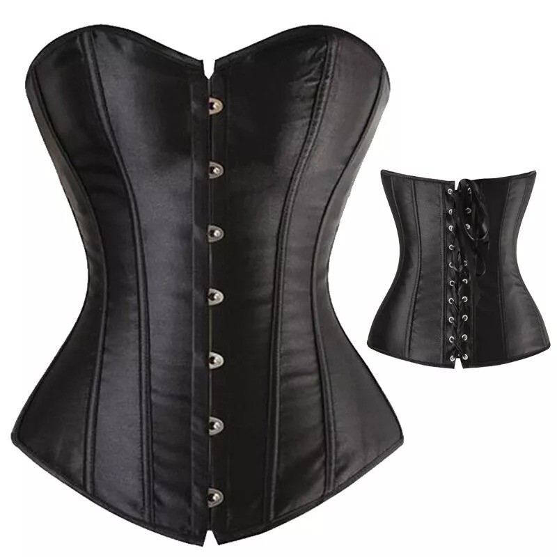 Women Lace Up Sexy Bustier Corset Overbust Burlesque Tops Lingerie Waist Cincher