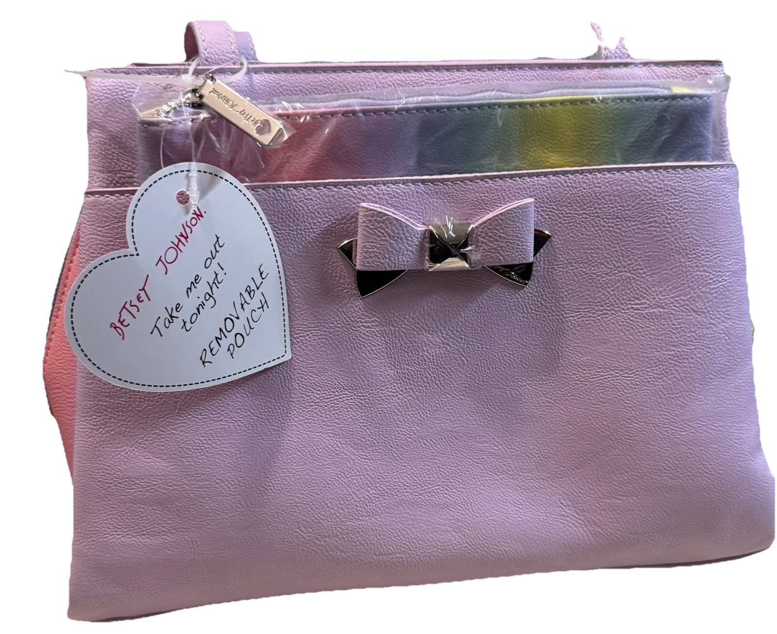 Betsey Johnson Lilac Double Handle Satchel XO Jaime W/Removable Pouch NWT $98