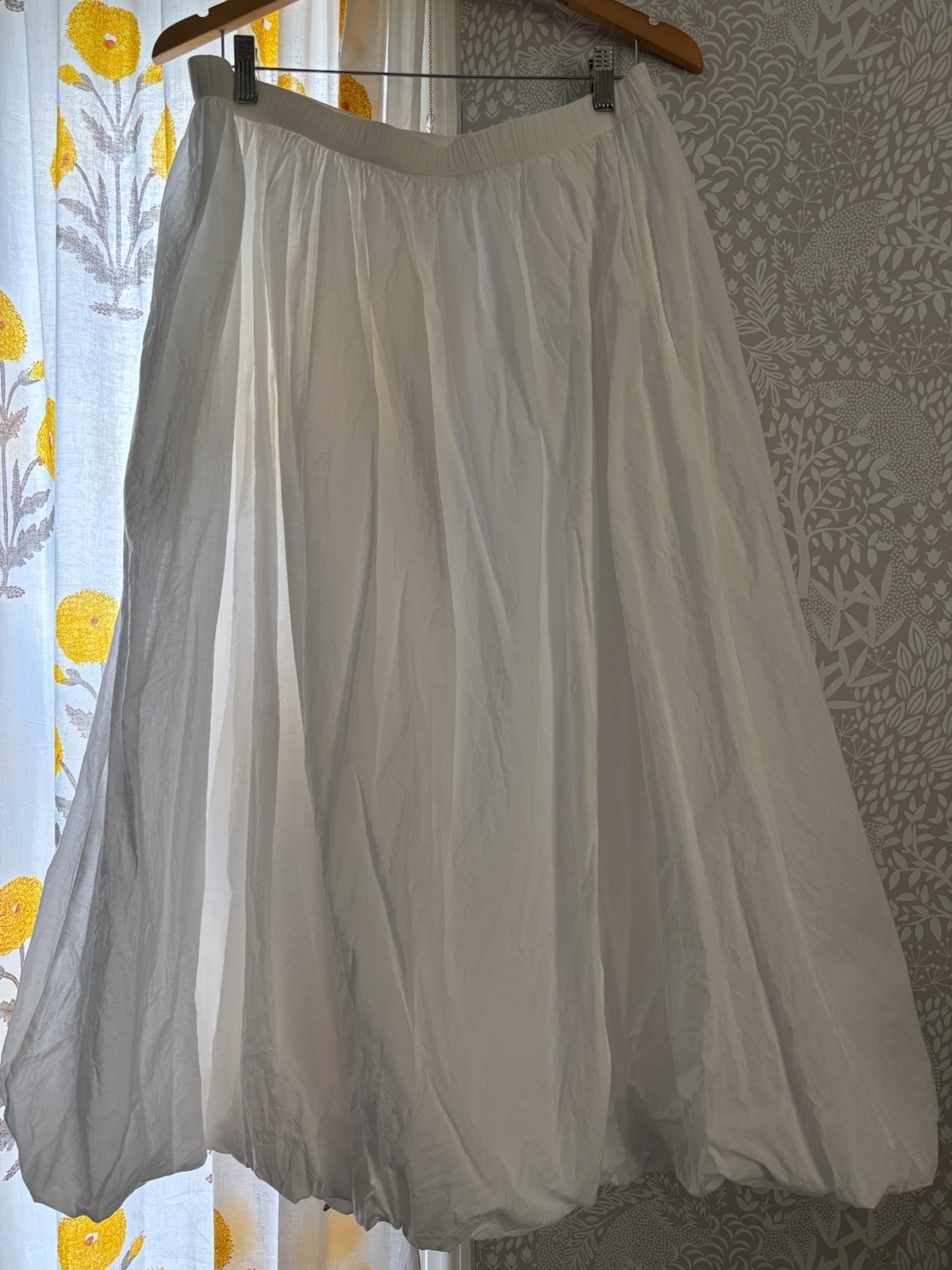 Lucky Brand White Cotton Bubble Hem Maxi Skirt Size Large