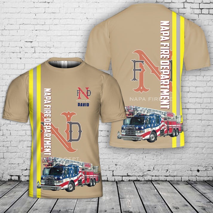 Custom Name City Of Napa Fire Department, California 3D T-Shirt