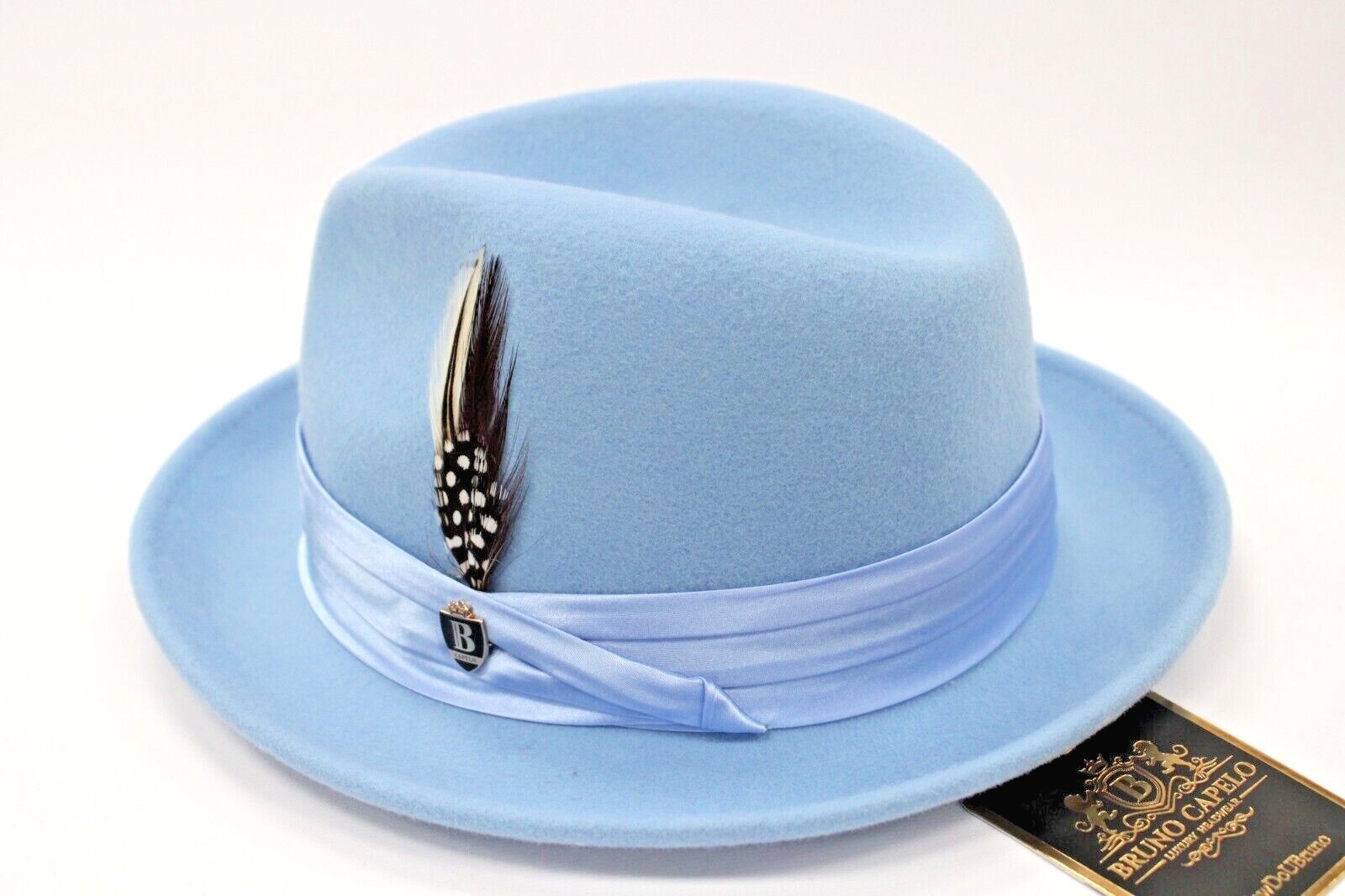 Men’s Lt. Blue Fedora 100% Wool By Bruno Capelo Crushable UN-120