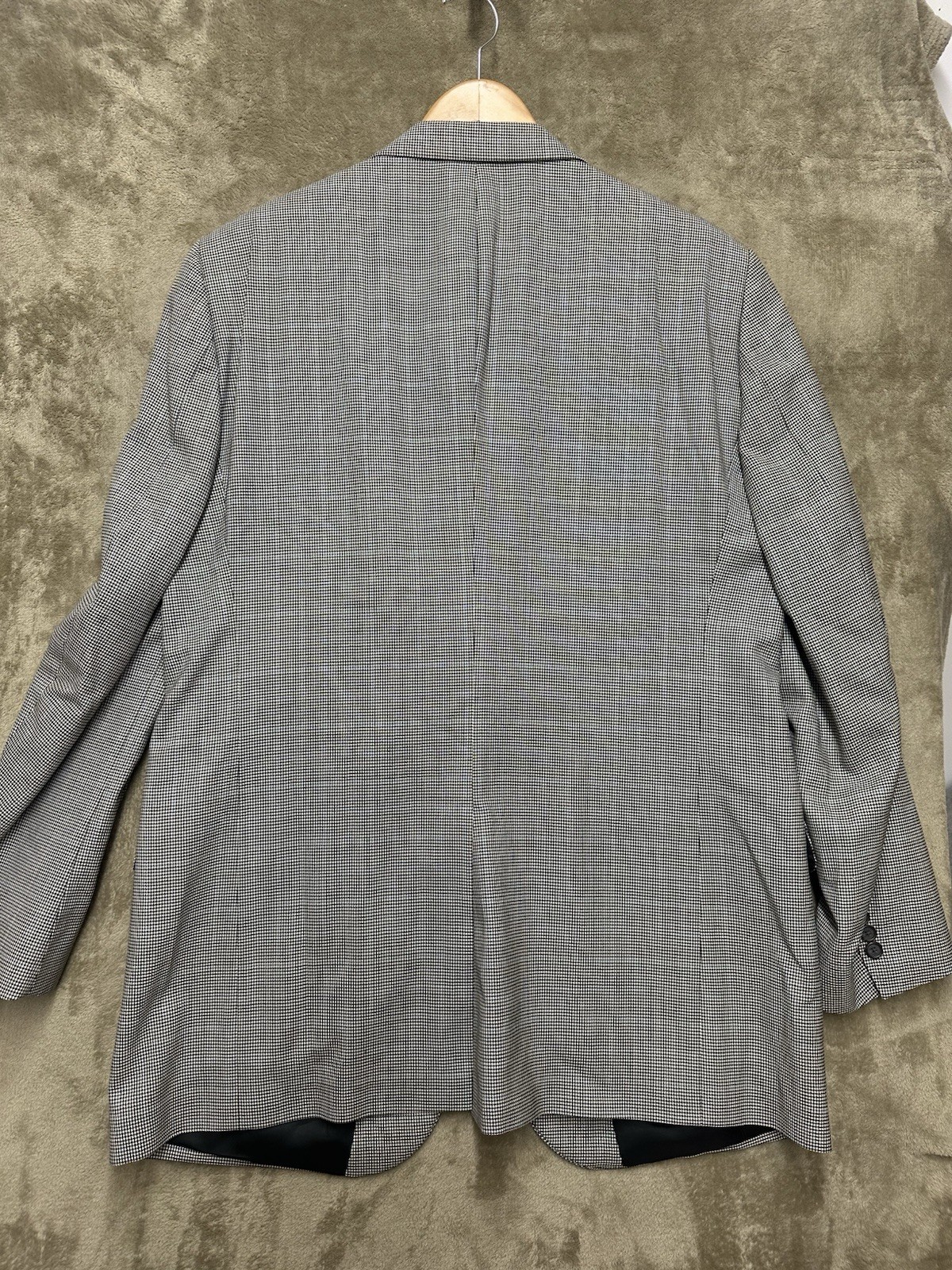 Lands’ End Blazer Men’s 43L Gray Hondstooth Wool 2-Button Gold Button Sport Coat