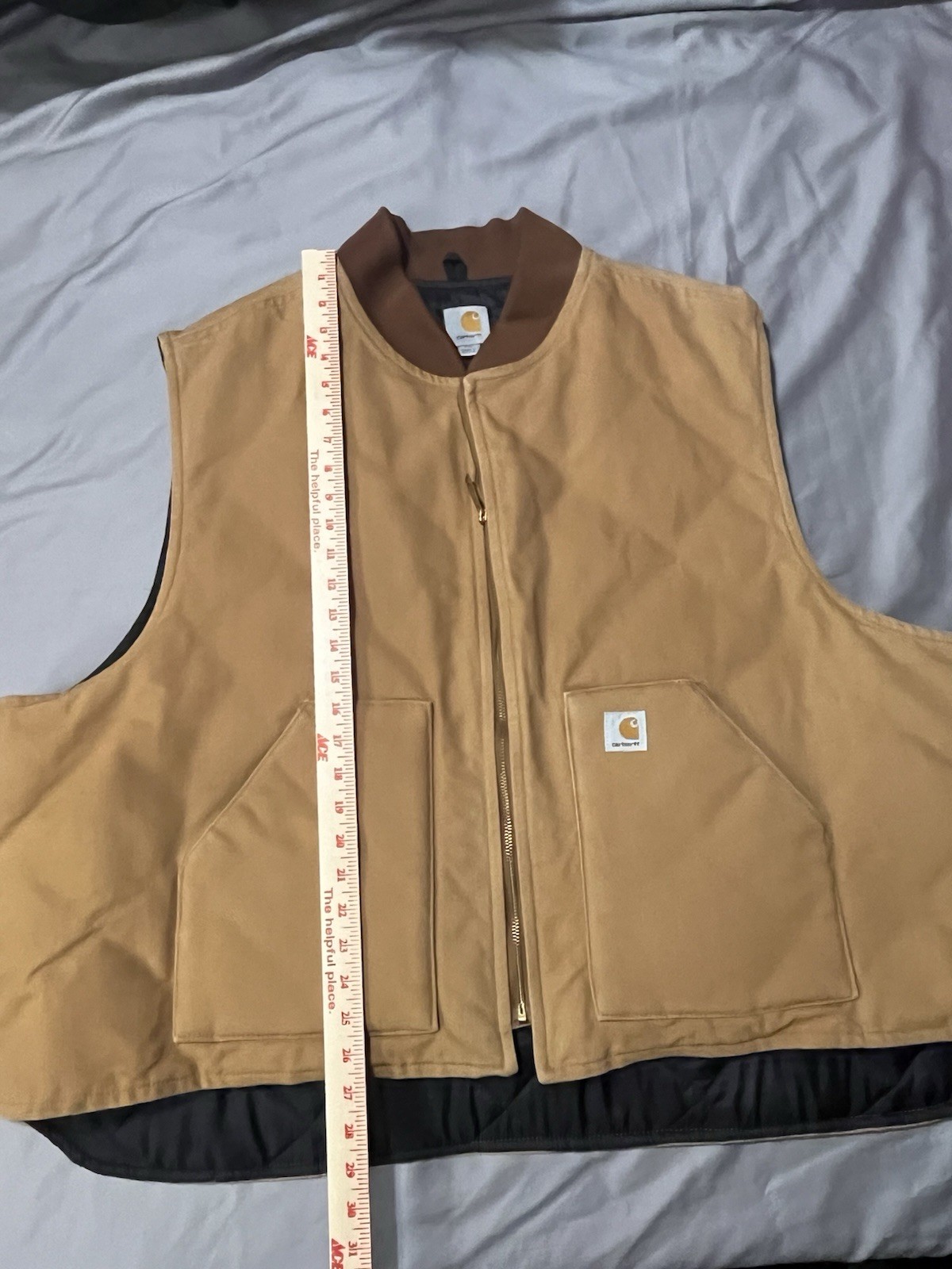 Carhartt Vest Firm Duck Work Quilted Size 5XL -Brown Vintage