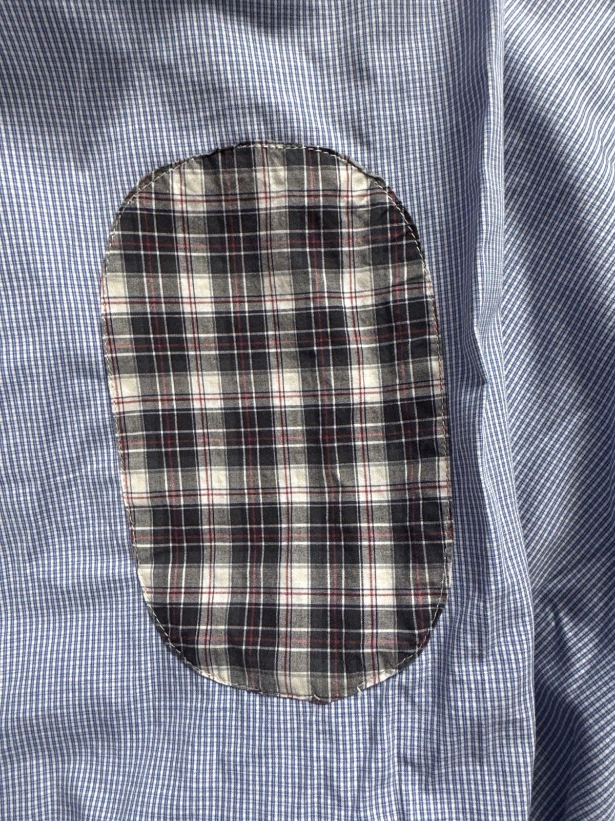 Paul & Shark Yachting Shirt Mens 43 XL Blue Check Button Down Elbow Patch