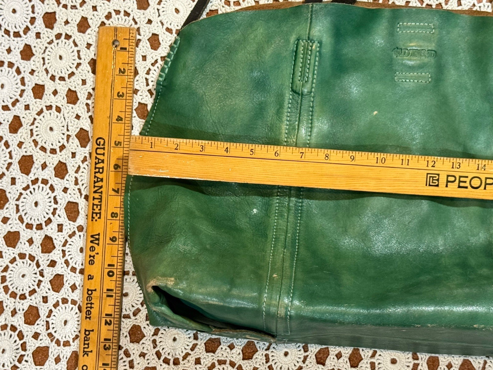Old Trend Forest Island Green Tote Satchel Bag Purse Distressed Leather Boho