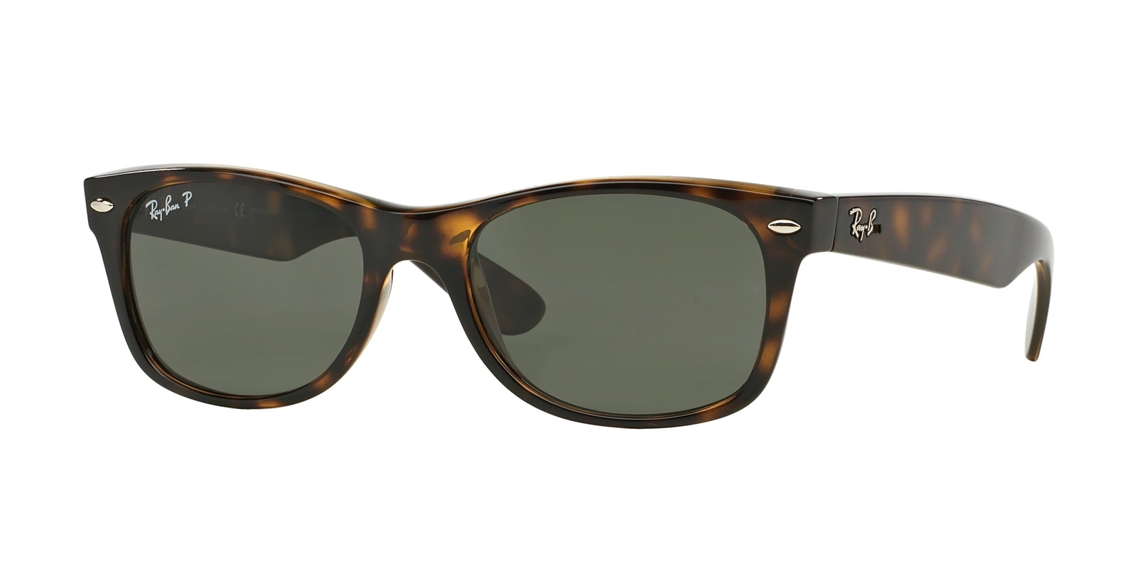 RayBan New Wayfarer Tortoise/Green Polarized 55 mm Sunglasses RB2132 902/58 55