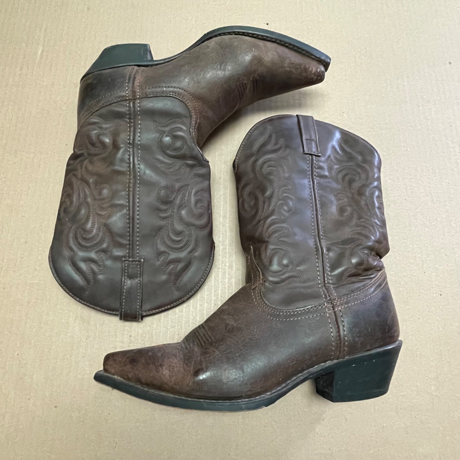 Laredo Women’s 10M Brown Gaucho Western Cowboy Boots Embroidered Prairie