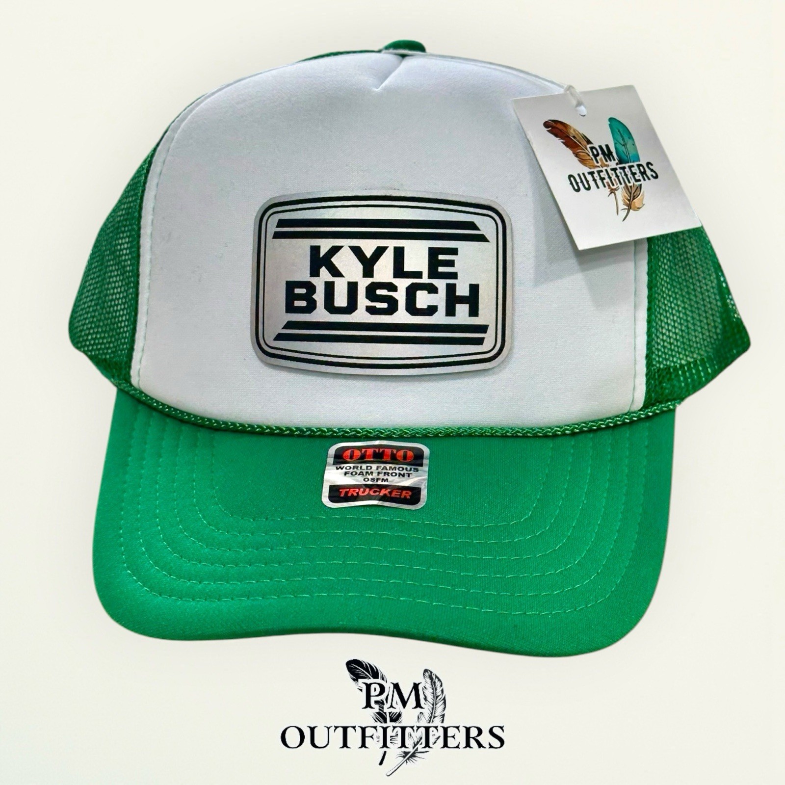 Kyle Busch Memorial Hat Otto Green White Foam Rope Trucker RIP Rowdy 1985-2026