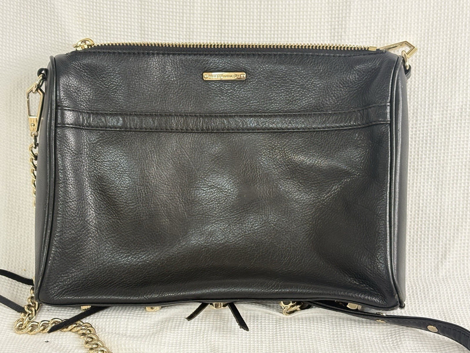 Vintage Rebecca Minkoff MAC Crossbody Shoulder Convertible Leather Bag Black