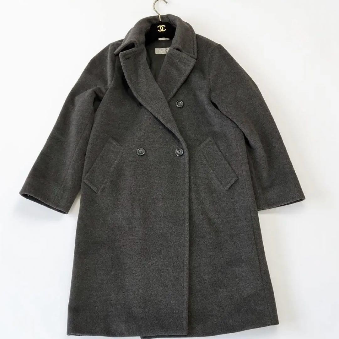 Max Mara MAREA Long Coat Dark Gray Virgin Wool Cashmere Womens Size 40 L Italy