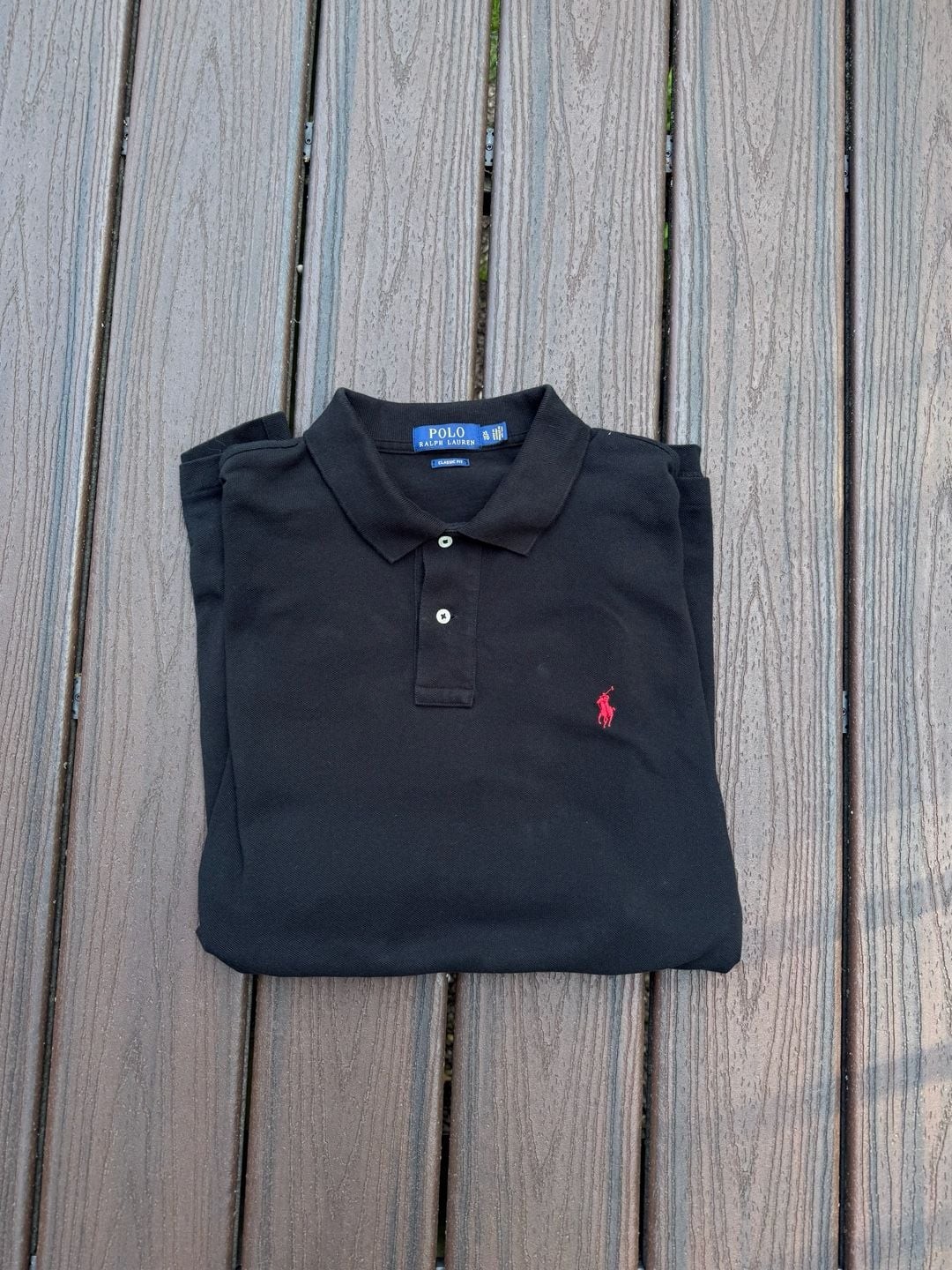 Polo Ralph Lauren Classic Fit Mesh Polo Shirt Black with Red Pony
