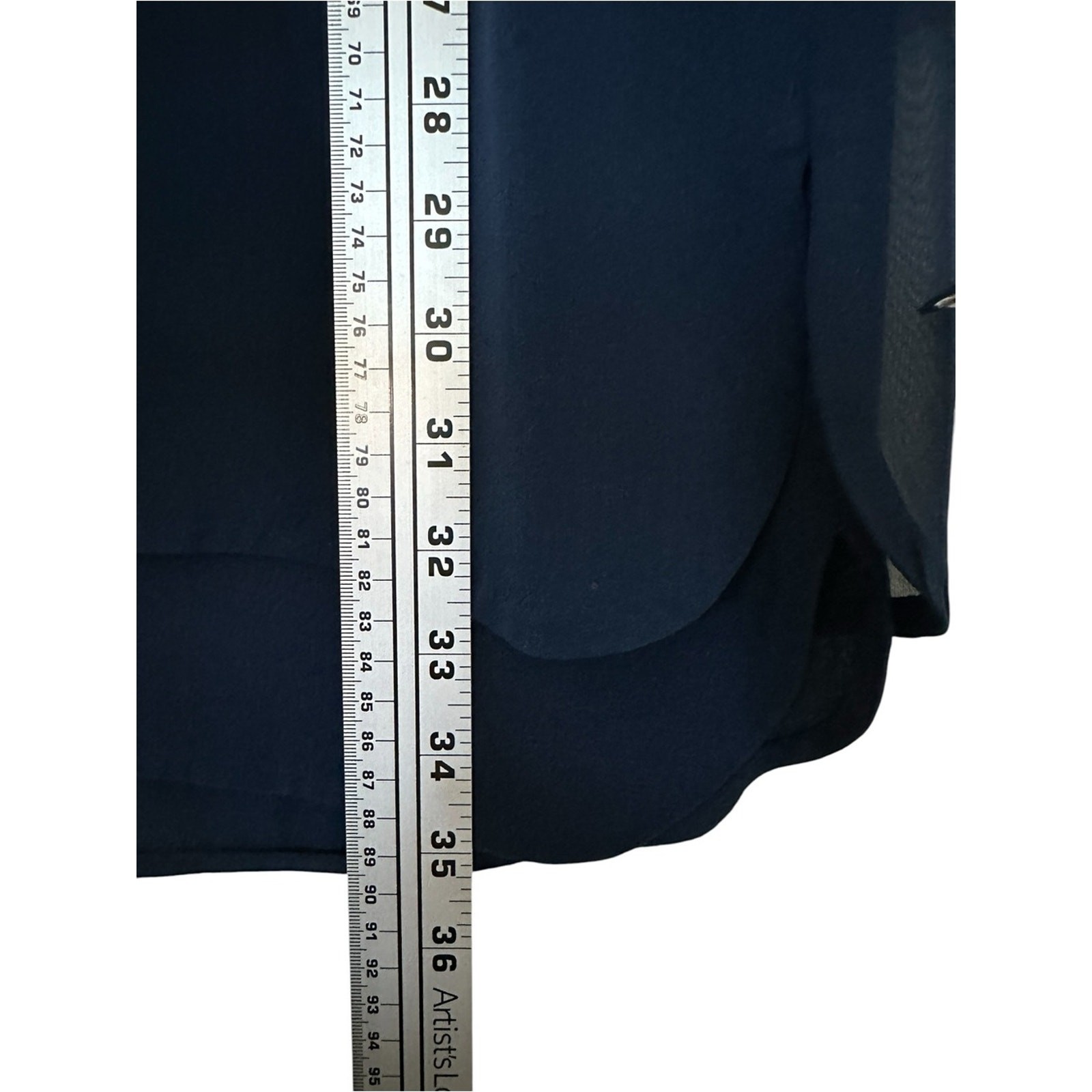 Vince 100% Silk Double Layer Shirttail Dress Navy Sheer Sleeves Size 4