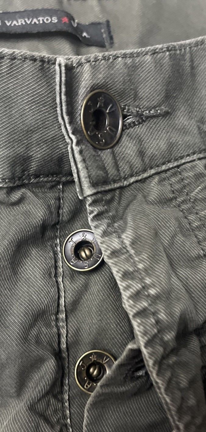 John Varvatos USA Button Fly Lightweight 5-Pocket Pants Olive Green Size 34