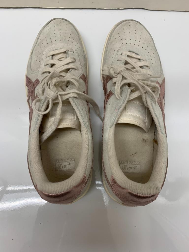 ASICS Onitsuka Tiger GSM Sneakers Leather Suede Beige Pink 1182A014-100 Sz 12
