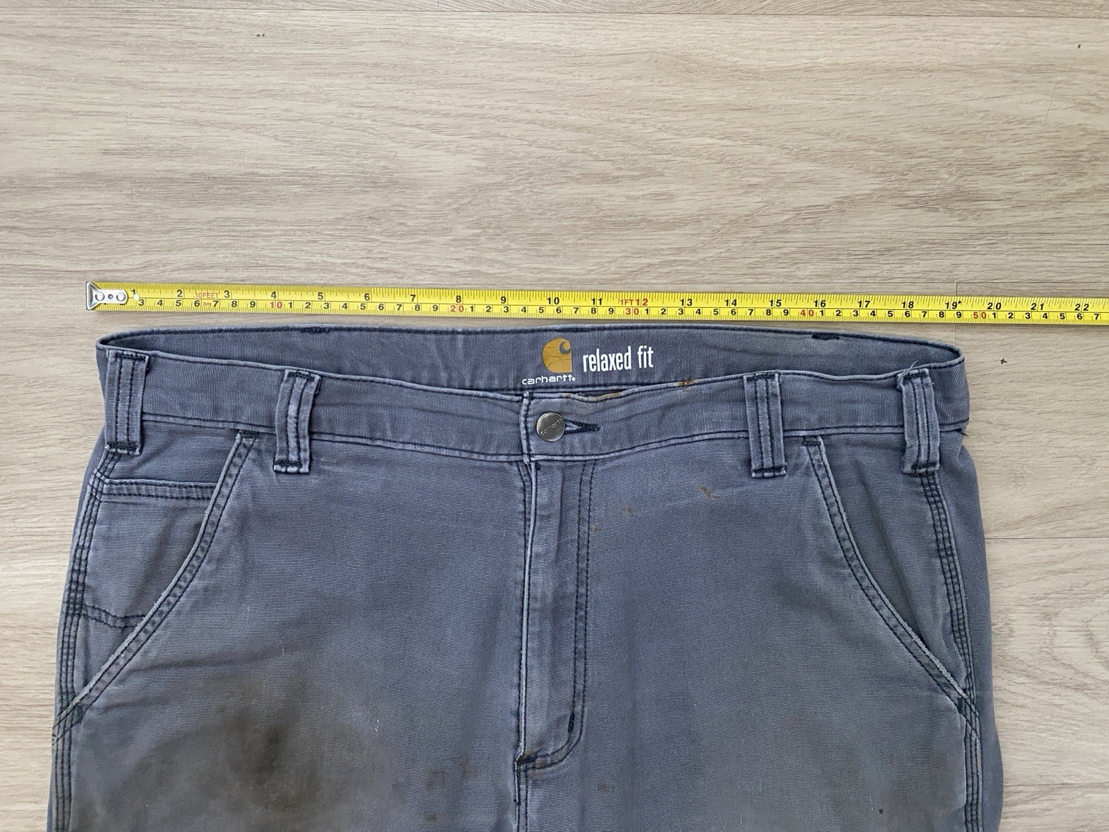 Carhartt Relaxed Straight Pants Men 36×32 Gray Double Knee Distressed 102802-029