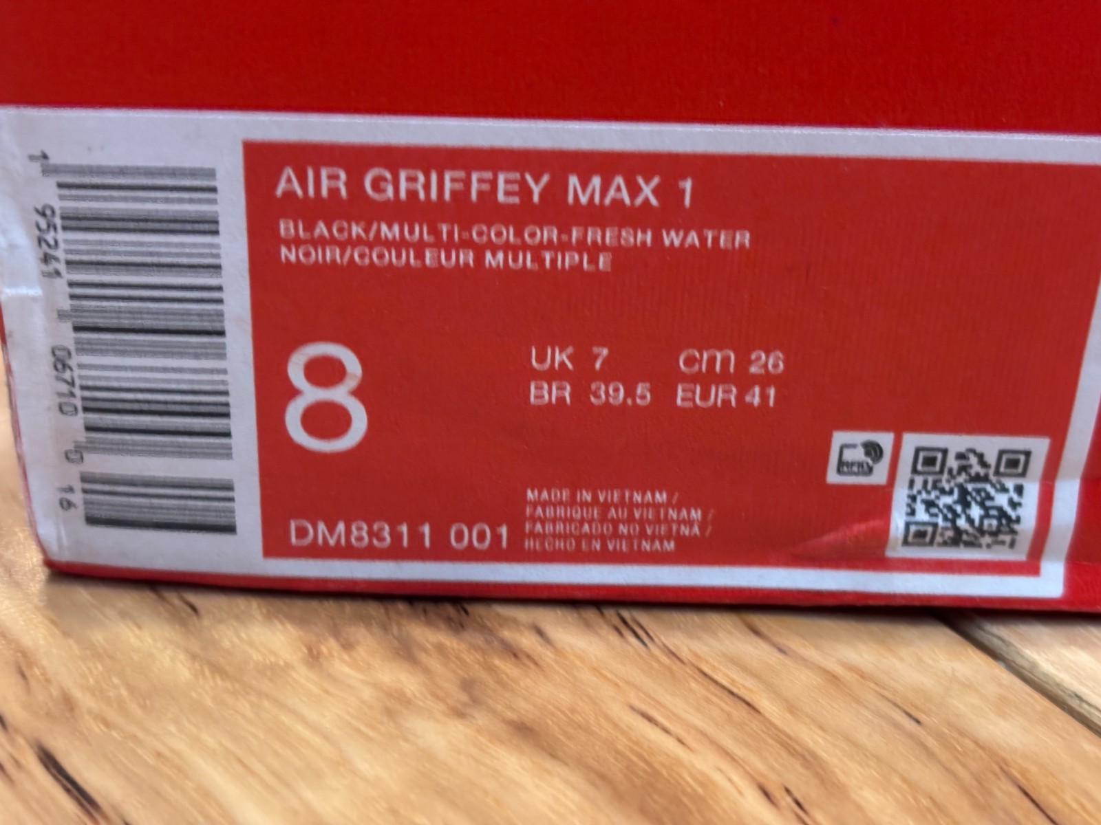 Nike Air Griffey Max 1 Black Multi-color Fresh Water DM8311 001 Men’s Size 8