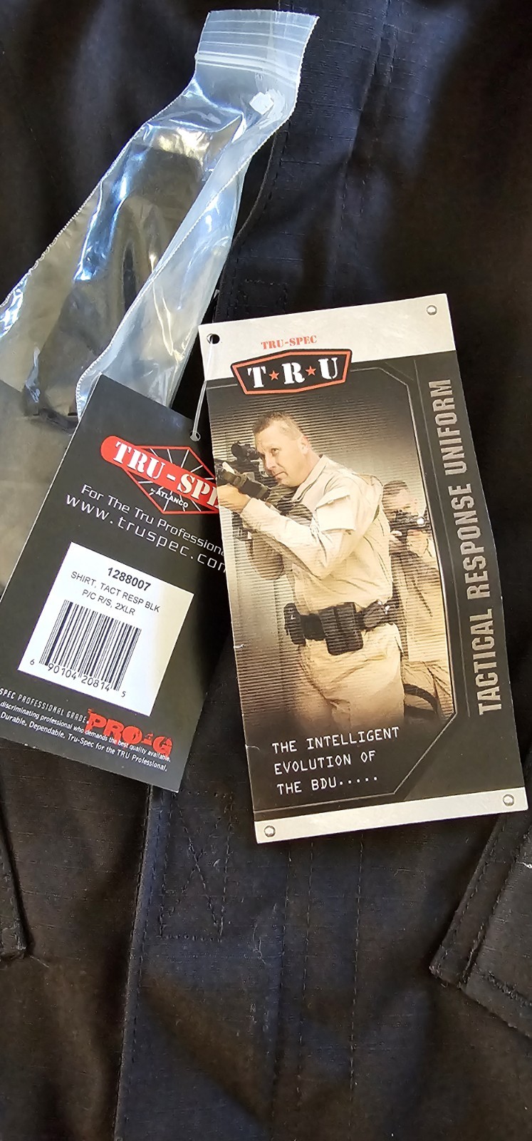 Tru-Spec Tactical Response Uniform – BLACK – 2Xl Shirt, 34/34 Pants (New)